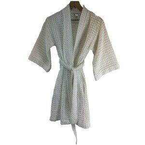 Nordstrom Everyday Waffle Robe White Short Tie Belt Turkey Cotton Womens XS